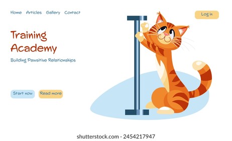 Conceptos modernos de Vector para el Sitio web - entrenamiento y conducta del gato