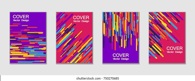 Modern vector cover magazine design layout. Creative trendy colors cover backgrounds. Vector minimal magazine brochure geometric templates, dynamic rounded shapes tech pattern background composition.