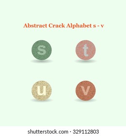 Modern Vector Crack Alphabet. Crack Font. ABC Crack Letters. Modern crack pattern Lettering. Crack Alphabet Lowercase