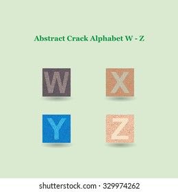 Modern Vector Crack Alphabet. Crack Font. ABC Crack Capital Letters. Modern crack pattern Lettering. Crack Alphabet Uppercase