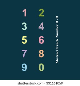 Modern Vector Crack Alphabet. Crack Font. Number Crack Letters. Modern crack pattern Lettering. Crack Alphabet number 0 - 9