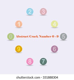 Modern Vector Crack Alphabet. Crack Font. Number Crack Letters. Modern crack circle  pattern Lettering. Crack number 0 - 9
