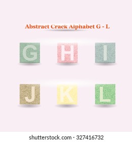 Modern Vector Crack Alphabet uppercase. Crack Font. ABC uppercase Crack Letters. Modern crack pattern Lettering. Crack Alphabet capital letter