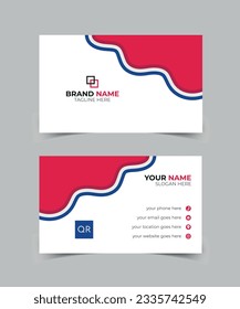 Modern Vector  Creative and Clean Business Card Template , Double-sided Business Card design. Red and white background. Flat Design Vector Illustration.