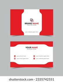 Modern Vector  Creative and Clean Business Card Template , Double-sided Business Card design. Red and white background. Flat Design Vector Illustration.
