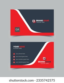 Modern Vector  Creative and Clean Business Card Template , Double-sided Business Card design. red and black background. Flat Design Vector Illustration.