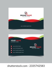 Modern Vector  Creative and Clean Business Card Template , Double-sided Business Card design. red and black colorful. Flat Design Vector Illustration.