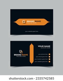 Moderno Vector de plantilla de tarjetas de visita creativa y limpia , diseño de tarjetas de visita de doble cara. fondo negro. Ilustración de vectores de diseño plano.