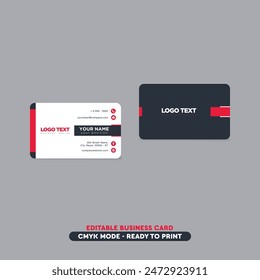 Modern Vector Creative and Clean Business Card QR code Template , Double-sided Business Card design. Red and black background. Flat Design Vector Illustration.