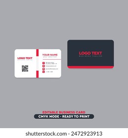 Modern Vector Creative and Clean Business Card QR code Template , Double-sided Business Card design. Red and black background. Flat Design Vector Illustration.