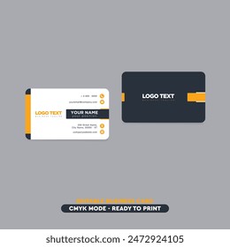 Moderno Vector Creativo y Limpio Tarjeta de visita QR Plantilla de código , Diseño de tarjeta de visita de doble cara. fondo amarillo y blanco. Ilustración vectorial de diseño plano.