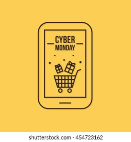 Modern vector cyber monday sale, shopping icon, illustration.