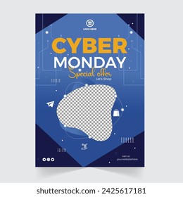 Plantilla de folleto de tecnología de Cyber Monday de vectores modernos
