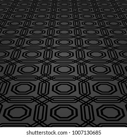 Modern vector dark octogonal pattern. Geometric abstract texture. Graphic geometric background with perspective pattern