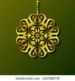 Modern vector decorative ornamental snowflake. Trendy craft style illustration. 3d effect imitation