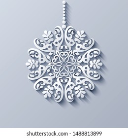 Modern vector decorative ornamental snowflake. Trendy craft style illustration. 3d effect imitation