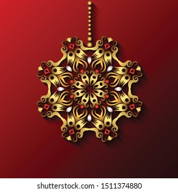 Modern vector decorative ornamental snowflake. Trendy craft style illustration. 3d effect imitation