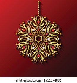 Modern vector decorative ornamental snowflake. Trendy craft style illustration. 3d effect imitation