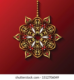 Modern vector decorative ornamental snowflake. Trendy craft style illustration. 3d effect imitation