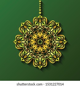 Modern vector decorative ornamental snowflake. Trendy craft style illustration. 3d effect imitation