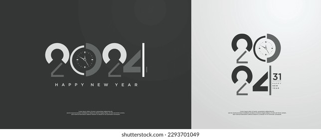 Modern vector design happy new year 2024. Premium unique and elegant, latest and very beautiful design.
