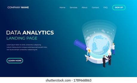 Modern vector design isometric concept of Data Analysis for website and mobile website. Landing page template. Easy to edit and customize.  Business idea with technology design.