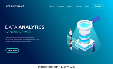 Modern vector design isometric concept of Data Analysis for website and mobile website. Landing page template. Easy to edit and customize.  Business idea with technology design.