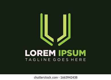 letra moderna de diseño vectorial V en verde