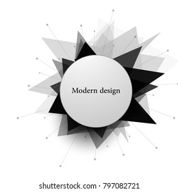 Modern vector design made from circle and triangular shapes on a white background. Design flyer or cover