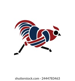 Modern vector design simple minimalist logo template of chicken run flat vector for brand, emblem, label, badge. Isolated on color background.