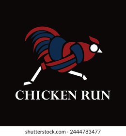 Modern vector design simple minimalist logo template of chicken run flat vector for brand, emblem, label, badge. Isolated on color background.