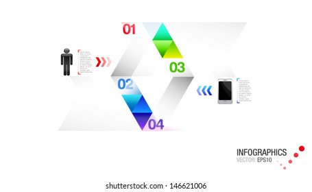 Modern Vector Design template. Can be used for infographics and web (numbered options, banners, graphic or website layout, workflow diagram. 