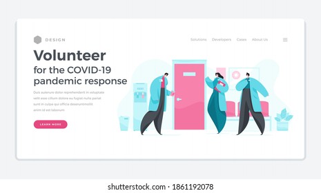 Modern Vector Design Of Website Template Calling To Volunteer For The COVID 19 Pandemic Response And Helping People With Current Situation