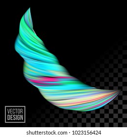 Modern vector digital painting abstract background. Creative vivid 3d flow fluid paint wave. Trendy light green liquid banner template with bright gradient paint on black transparent background.