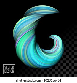 Modern vector digital painting abstract background. Creative vivid 3d flow fluid paint wave. Trendy light green liquid banner template with bright gradient paint on black transparent background.