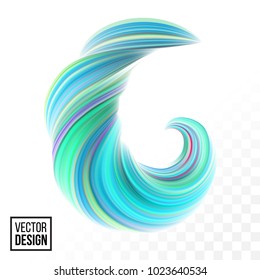 Modern vector digital painting abstract background. Creative vivid 3d flow fluid paint wave. Trendy light green liquid banner template with bright gradient paint on white transparent background.