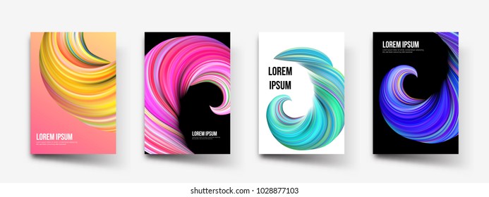 Modern vector digital painting abstract background. Creative vivid 3d flow paint wave. Trendy blue pink liquid banner template with gradient paint background for brochure cover, template presentation