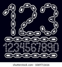 Modern vector digits numerals collection. Elegant numbers can be used in poster design. Made with iron chain, linked connection.
