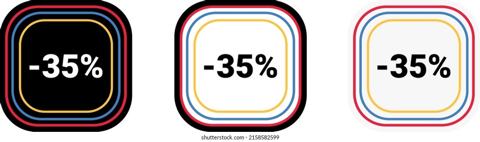 Modern vector discount 35% percent off and sale teg icon label  
