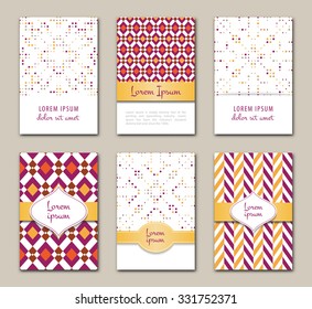 Modern vector dots patterns and traditional geometric tiles backgrounds. Seamless patterns, abstract backgrounds for banners, cards, flyers design.