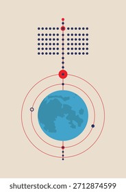 Modern Vector Earth Globe Illustration : Global Connection and Data Network Concept. Vector art, Earth globe, World map, Global network