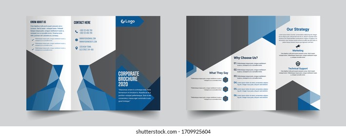 The modern vector editable layout of square format covers design templates for trifold brochure, flyer, magazine. Creative trendy style mockups, blue color trendy design backgrounds.