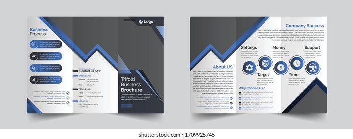The modern vector editable layout of square format covers design templates for trifold brochure, flyer, magazine. Creative trendy style mockups, blue color trendy design backgrounds.