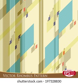 Modern vector fabric rhombus stitch seamless pattern. With high detail made fabric texture.