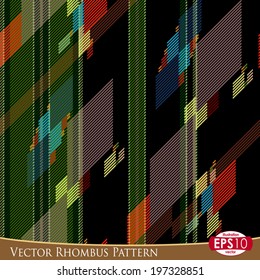 Modern vector fabric rhombus stitch seamless pattern. With high detail made fabric texture.