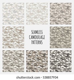 Modern vector fashion trendy camo pattern set
