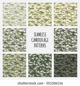 Modern vector fashion trendy camo pattern set