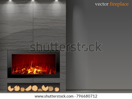 Modern Vector Fireplace Interior Room Fire Stock Vector Royalty