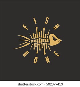Modern vector fish bone  sign logo for clothing store
