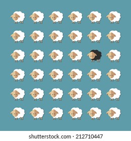 Modern vector flat design conceptual illustration with sheep
